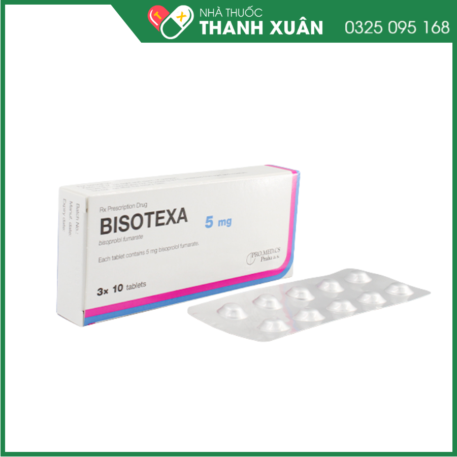 Bisotexa 5 mg điều trị tăng huyết áp, đau thắt ngực, suy tim mạn  ổn định kèm suy giảm chức năng tâm thất trái
